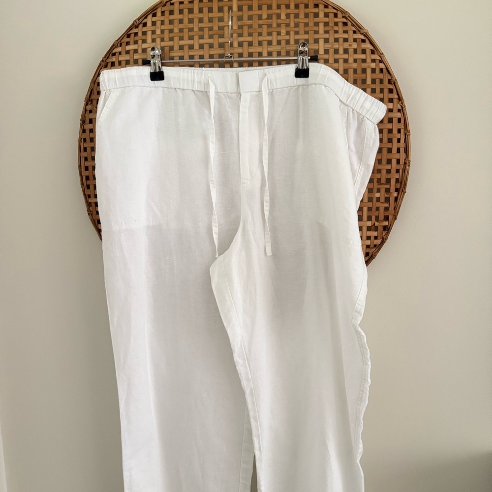Liz Claiborne White Linen Blend Relaxed Wide Leg Pants XL - Picture 4 of 13